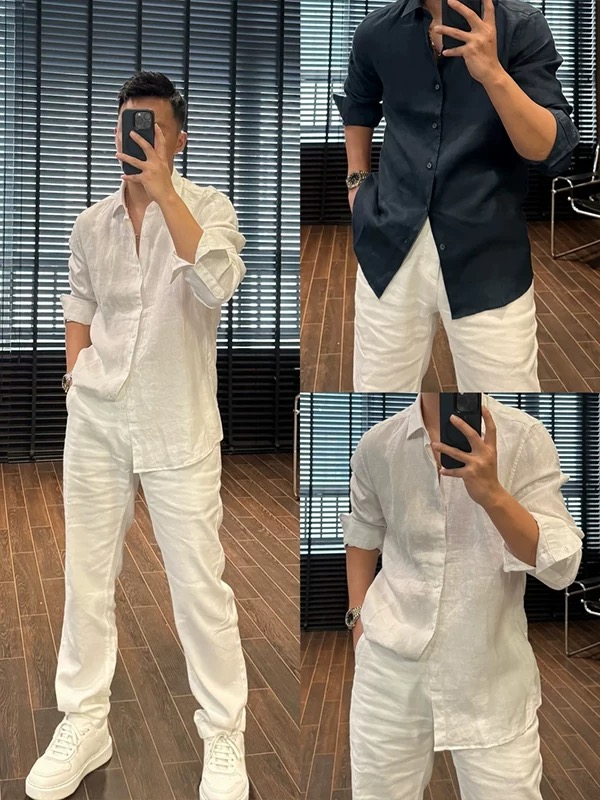 Linen Shirt Breathable - Легкая дышащая льняная мужская рубашка с