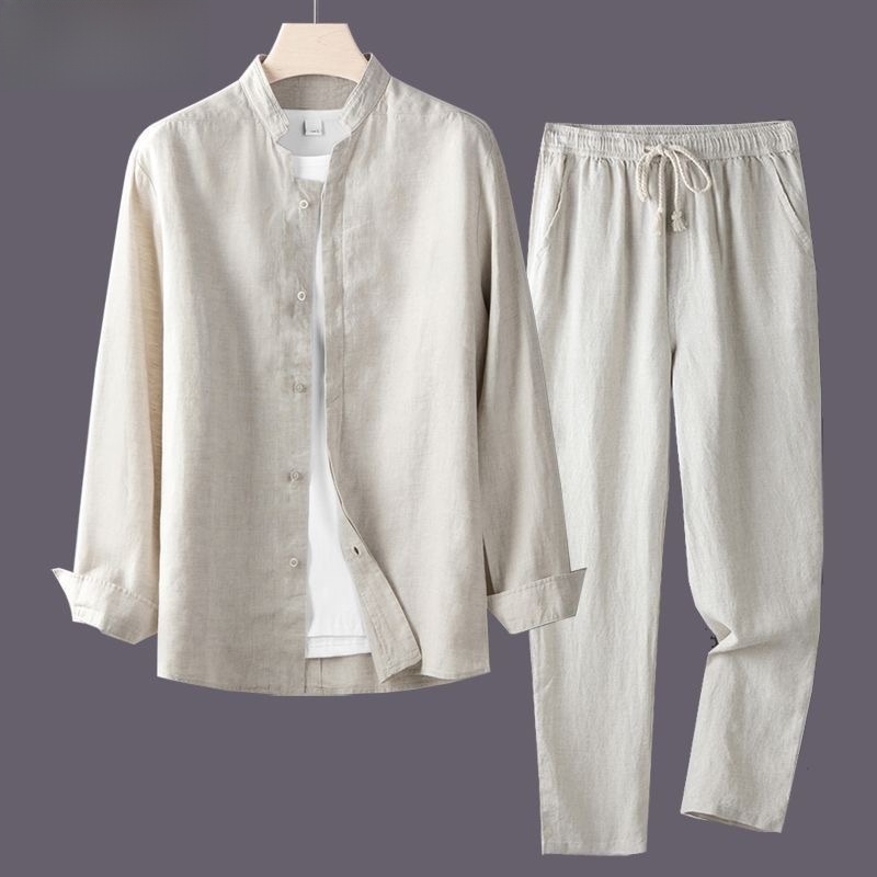Linen Shirt Breathable - Белая рубашка с длинным рукавом и