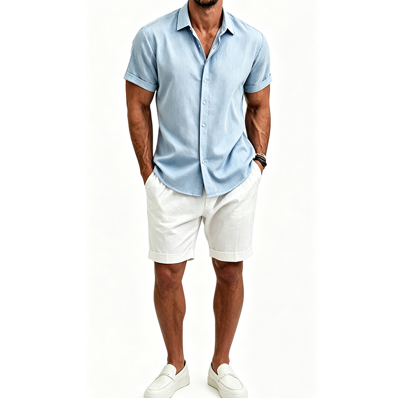 Linen Shirt Breathable - Мужской комплект из хлопка и льна: