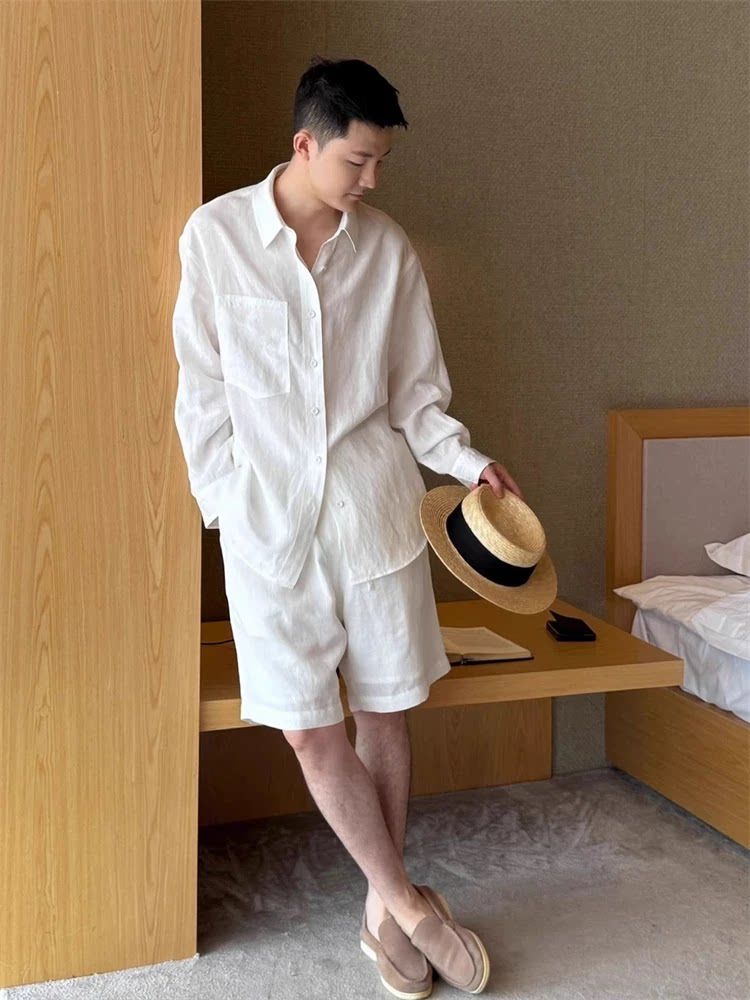 Летний модный льняной комплект – обзор и цена Linen Shirt Breathable